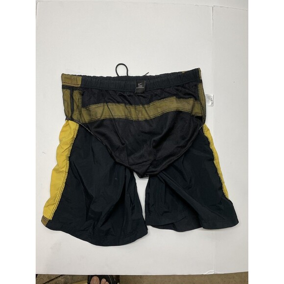 NIKE Mens Swimsuit Bottom Trunk Shorts Size L Black Yellow Pants Drawstring - Picture 6 of 10